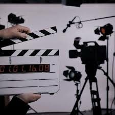 filmmaking materials in front of white background